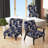 Cobalt Blue Baroque Scrolls Victorian Pattern - Velvet Upholstered Farmhouse Slipper Chair, Blue Accent Chair
