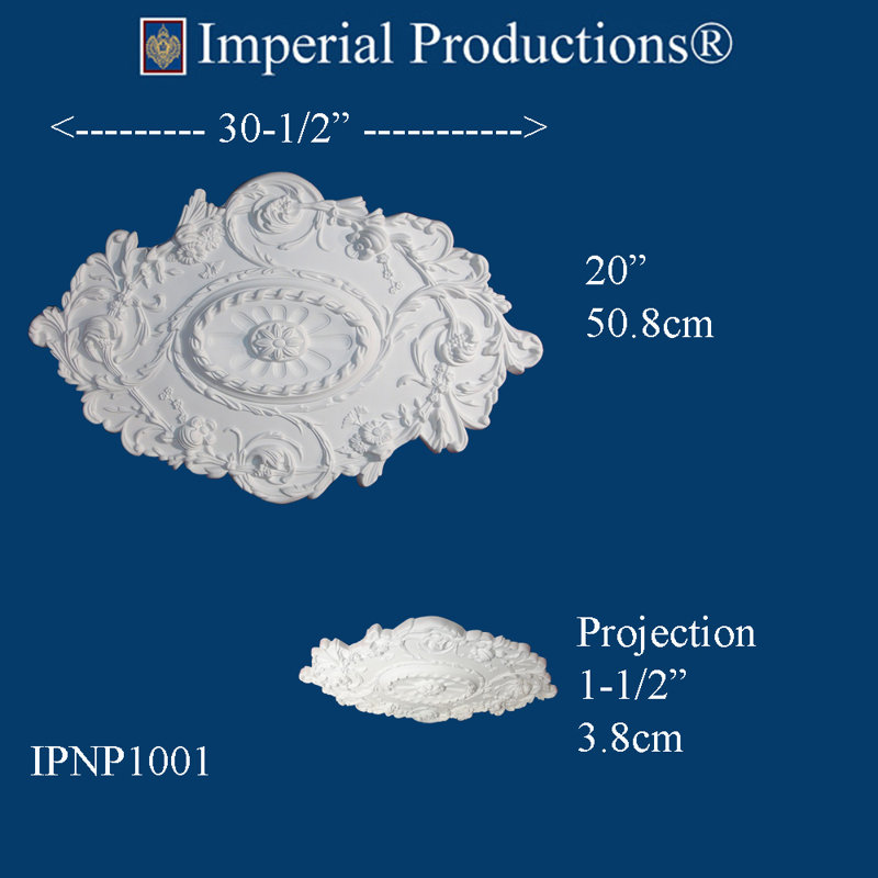 Médaillon de plafond H 31 po x l 20 po x P 2 po