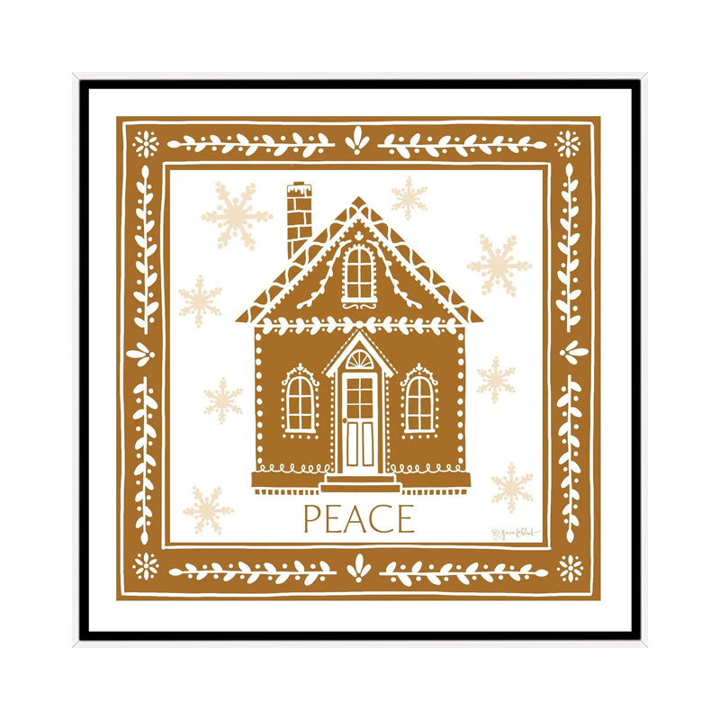 «Gingerbread Christmas House», reproduction d'art sur toile encadrée, H 26 po x l 26 po, Blanc