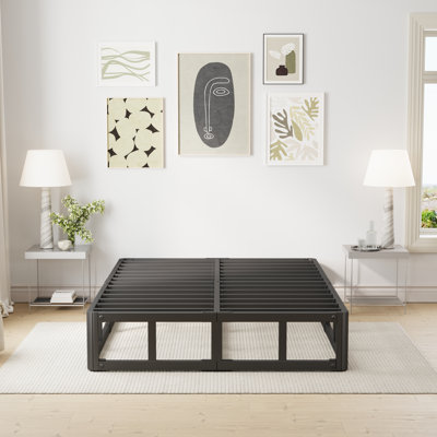 9" Metal Platform Bed Frame, Heavy Duty Thickened Steel Slat Support to 2000lbs, Easy Assembly
