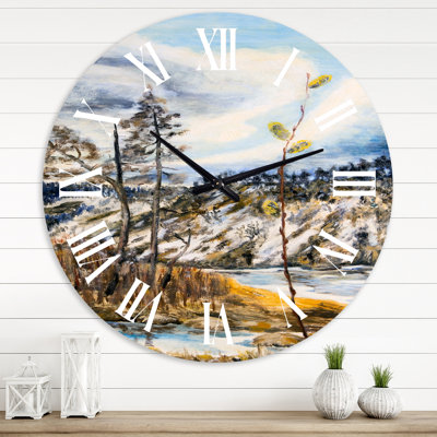 Spring Landscape With The Cloudy Sky and The River - Lake House wall clock