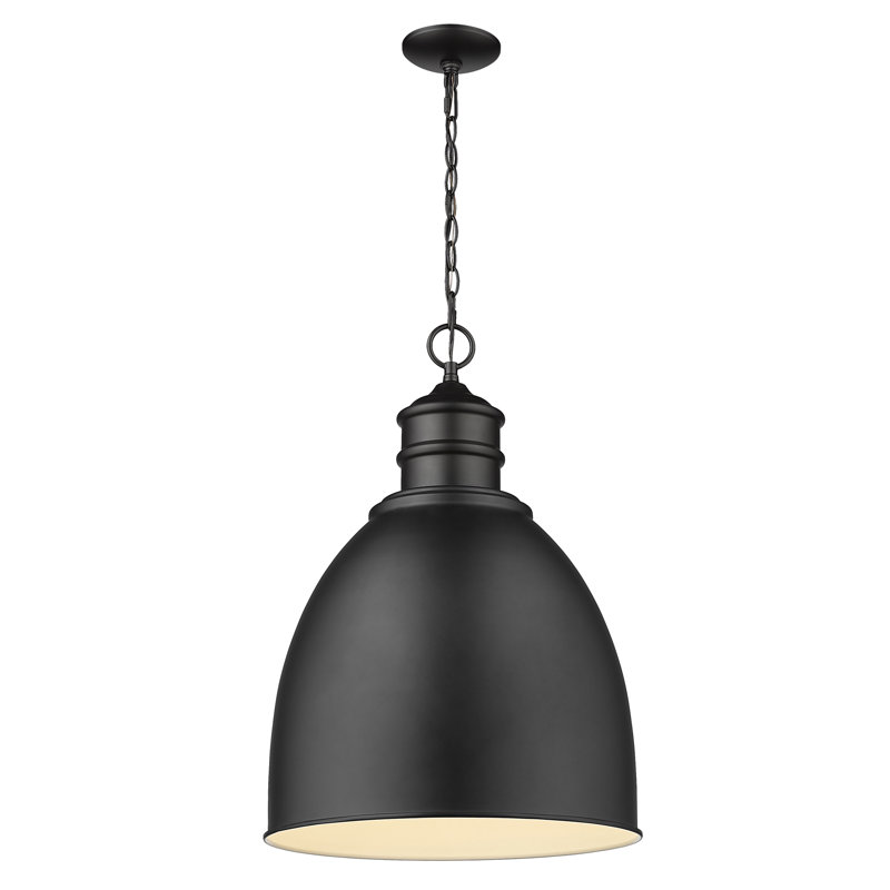 Luminaire suspendu en forme de dôme à 1 lumière Coster, Noir mat