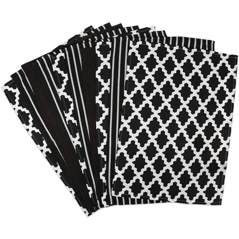 Stripe Jacquard Tea Towel Kitchen Towel, Black