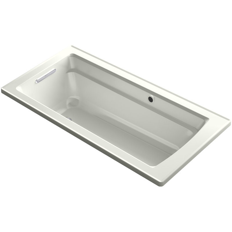 Archer Drop-in Bath with Bask Heated Surface and Reversible Drain, Dune