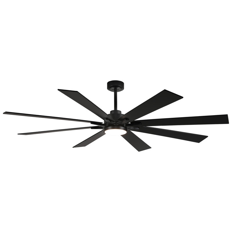Delanei Ceiling Fan with LED Lights, Black, 72"