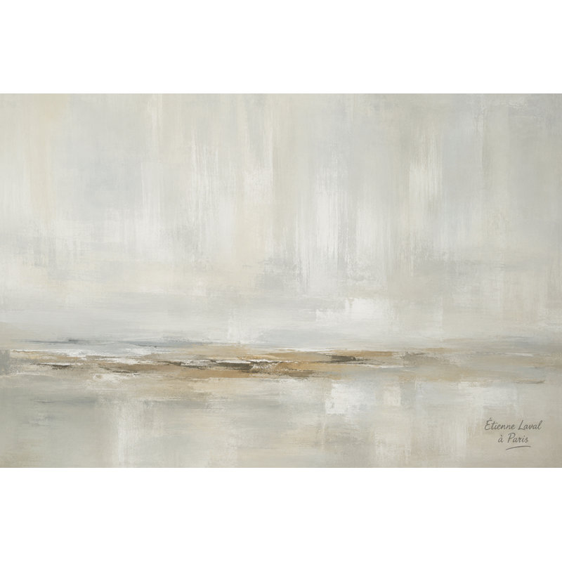 «Warm Neutral Abstract Landscape», art mural, toile d'horizon réfléchissante gris beige, toile tendue décorative
