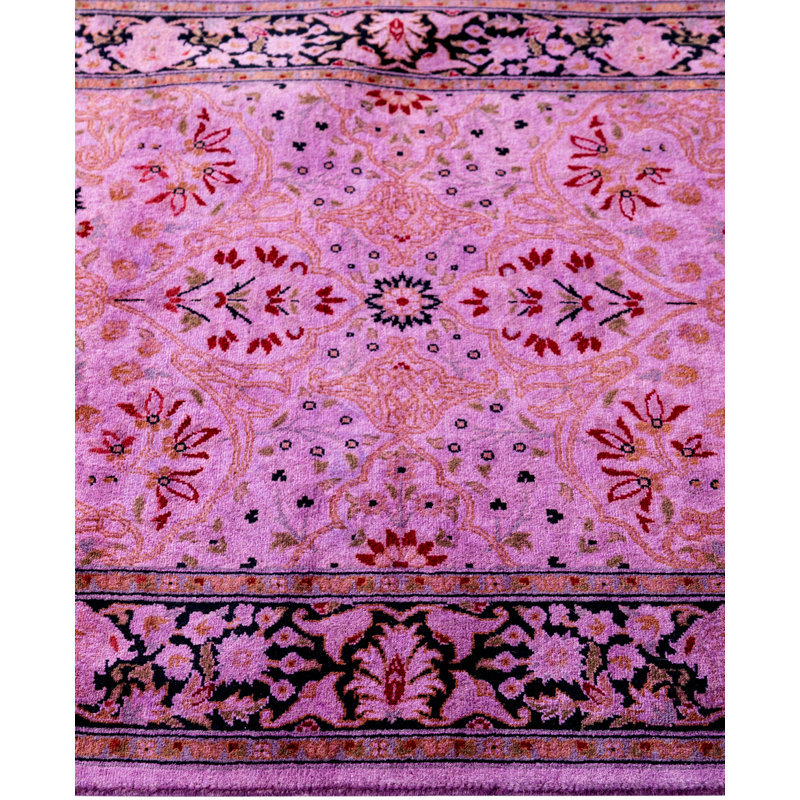 Overdyed Hand-Knotted Wool Modern-Contemporary Purple Runner 2' 6" x 12' 5"