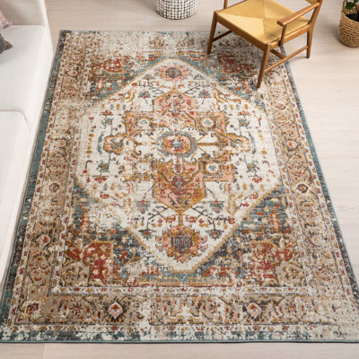 Gulbranson Traditional Medallion Power Loom Performance Beige Rug