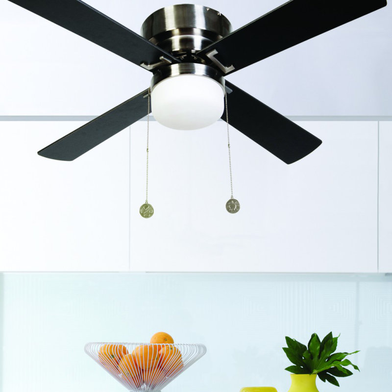 107cm Ceiling Fan with Light Kit, Brushed chrome