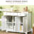 White Kitchen Sideboard Cabinet - With Solid Wood Countertop, 3 Drawers, Doors, Adjustable Shelf Storage And