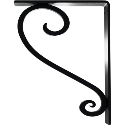 2"W x 7 1/2"D x 10"H Edwards Wrought Iron Bracket, (Triple center brace), Powder Coated Black