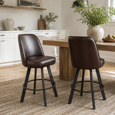 Ensemble de 2 tabourets de bar pivotants avec siège en métal et siège de bar pivotant commercial - assemblage requis