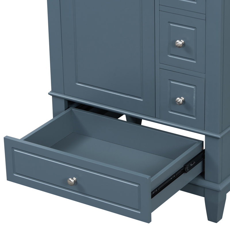 Meuble-lavabo de 24 pouces avec lavabo en cÃ©ramique, Bleu gris