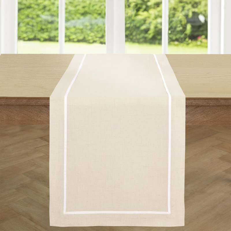 100% Pure Linen Table Runner -kensington, Natural, 60" x 14"