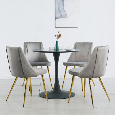 Barrs Fabric Metal Upholstered Back Side Chair Dining Chair -  Mercer41, 3B431384763447DEB9480FEAEEBDF34B