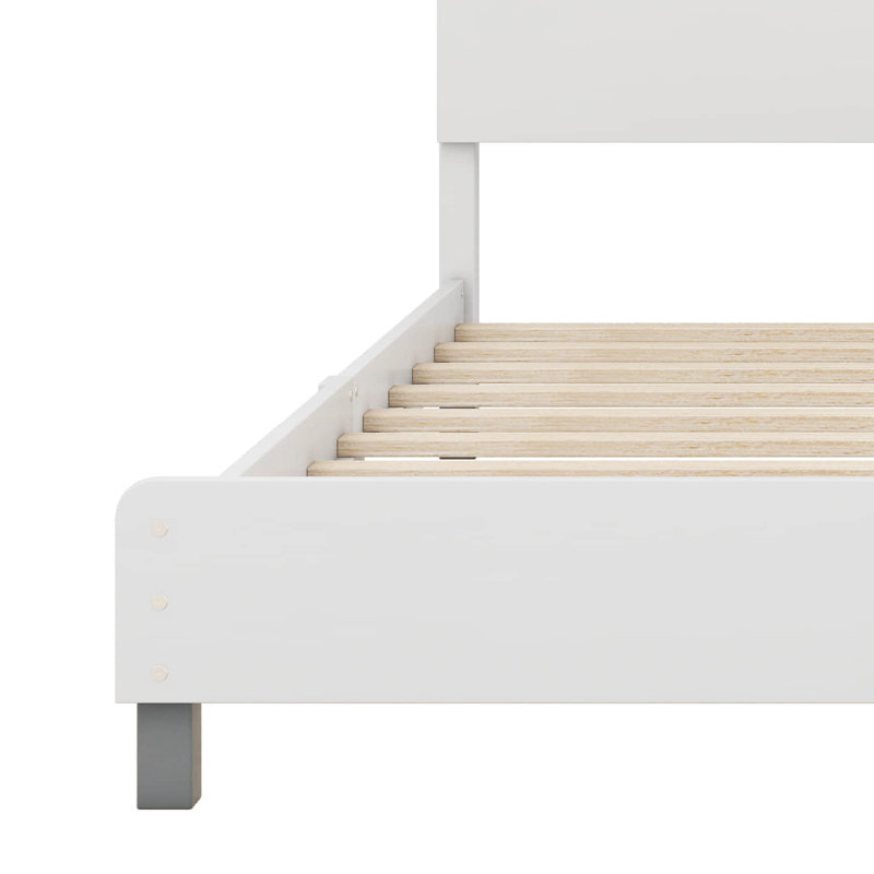 Lit plateforme en bois Ceirah, Blanc / gris