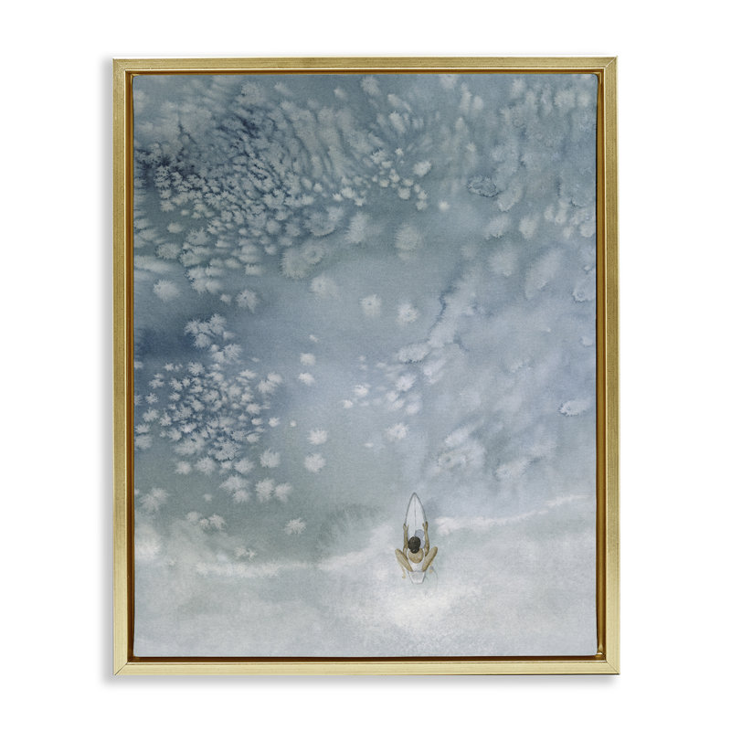 «Surfing Past The Break», art mural sur toile flottant gris, design par Grace Popp, H 21 po x l 17 po