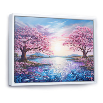 Magnifique paysage de rhododendron rose sur toile