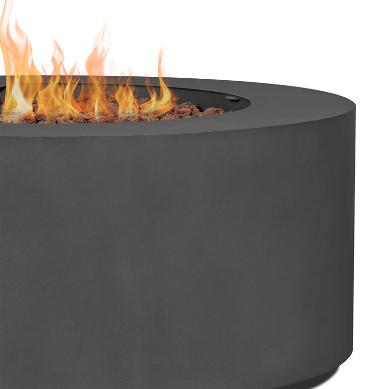 Aegean 36" Round Weathered Slate Steel Propane Fire Pit Table