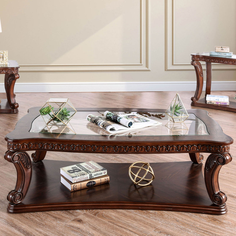 Table basse traditionnelle 51,6 po, chêne foncé