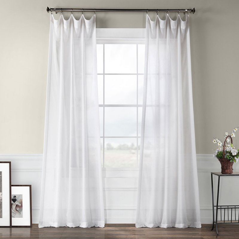 Larsa Linen Blend Sheer Curtain Single Panel, White Orchid, 50" W x 96" L