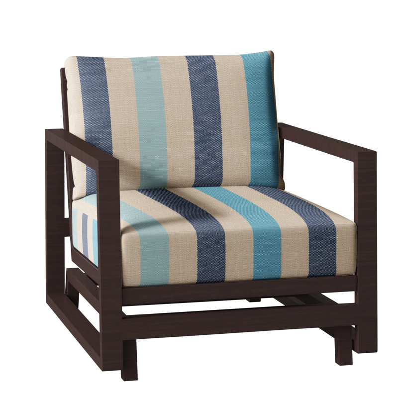 Avondale Patio Lounge Chair with Cushions, Cabana Stripe Midnight, Avondale Aluminum #60 Oak, No Welt