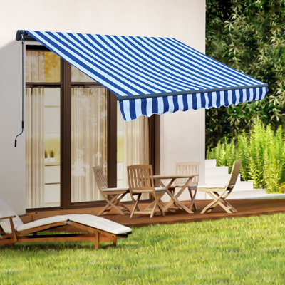 Aoodor 120 " W x 96 " D Polyester Cover Retractable Patio Awning and Door / Window Awning