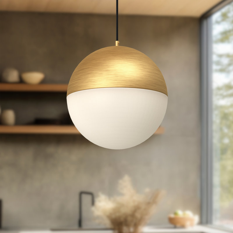 Monae 1 - Light LED Sphere Pendant, 8.88" H x 7.88" W x 7.88" D, Brushed Gold