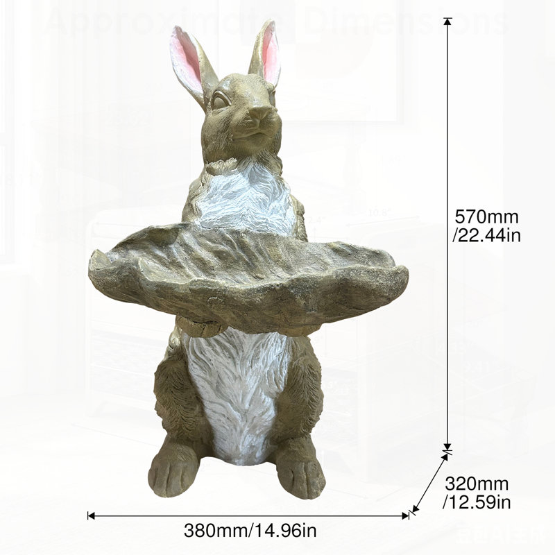 Statue de lapin en oxyde de magnésium peinte à la main pour le jardin et la pelouse, décoration extérieure durable et résistante aux intempéries