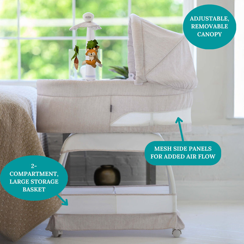 Bassinet with Bedding with Mattress, Wheat Melange