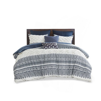 Full/Queen 3 Piece Cotton Duvet Cover Set With Chenille Tufting