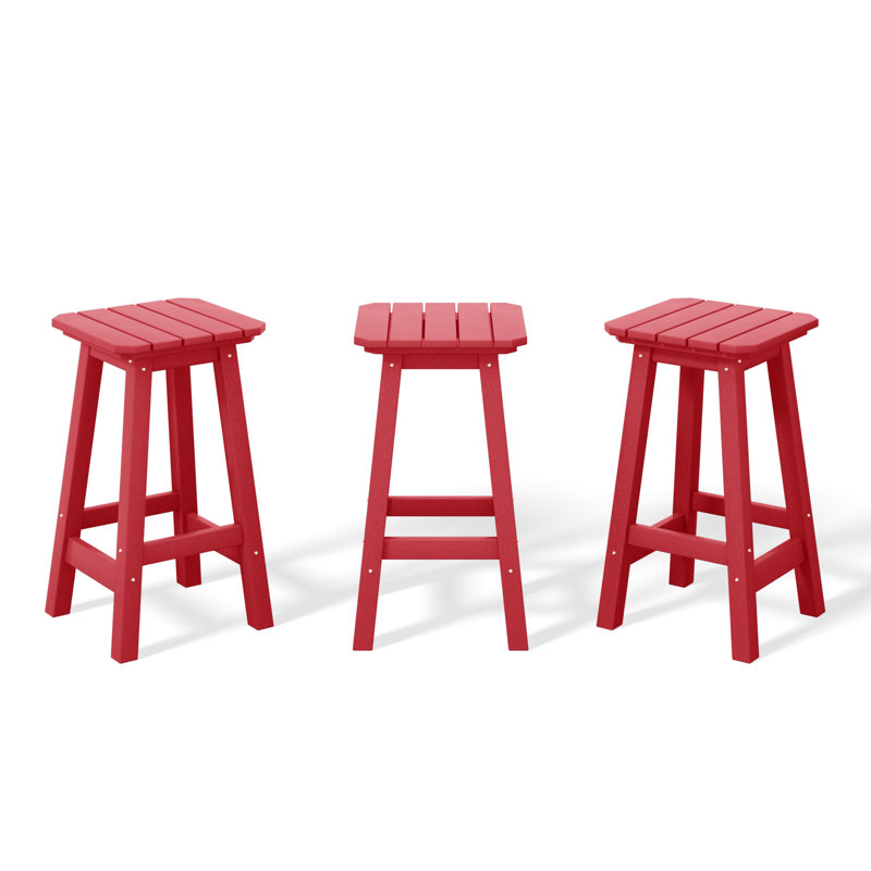 Tabouret de comptoir carré 24 po Laguna (ensemble de 3), Rouge