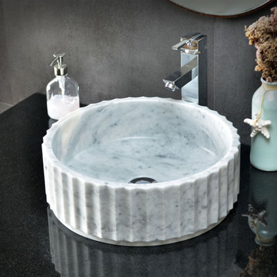 AA Warehousing 15.75'' White Stone Circular Bathroom Sink