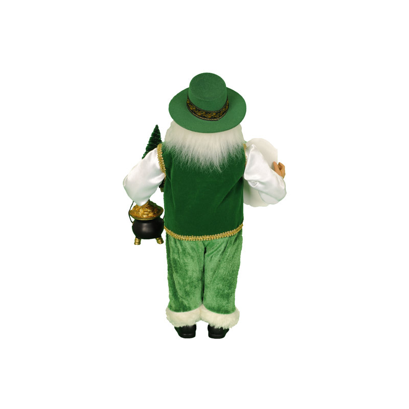 Hand-Painted Irish Santa Glass Figurine, 17 Inches