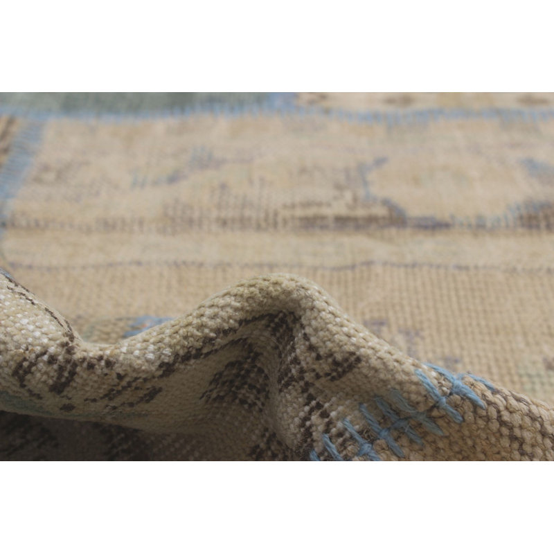 Tapis unique en laine noué à la main brun clair / bleu 7 pi 1 po x 8 pi 5 po Quameshia
