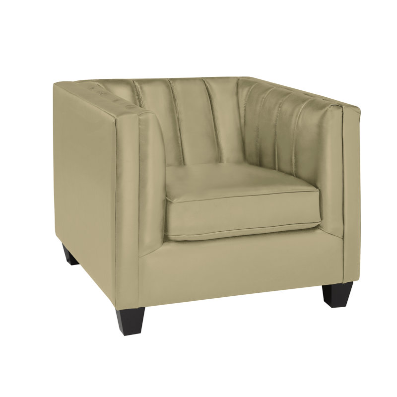 Fauteuil Telfair, Cuir véritable brun clair