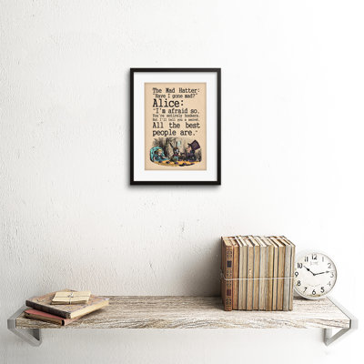 Quote Carroll Book Alice Wonderland Mad Hatter Tea Party - Single Picture Frame Art Prints