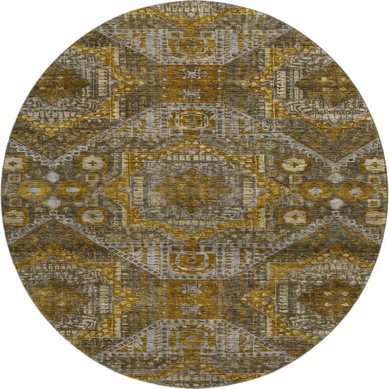 Premium Machine Washable Mayfield AMF1928 Global Rug, Round 8'