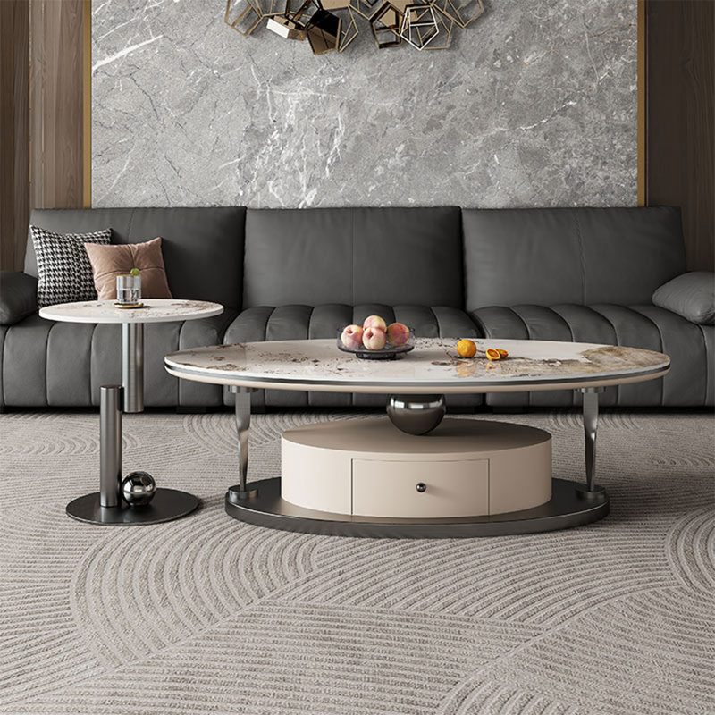 Table basse ovale légère et luxueuse, H 15,7 po x L 47,2 po x l 27,6 po