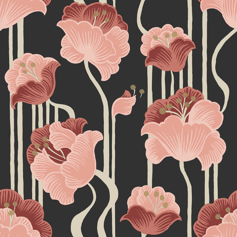 Papier peint adhésif Shirley Coral Deco, Rose