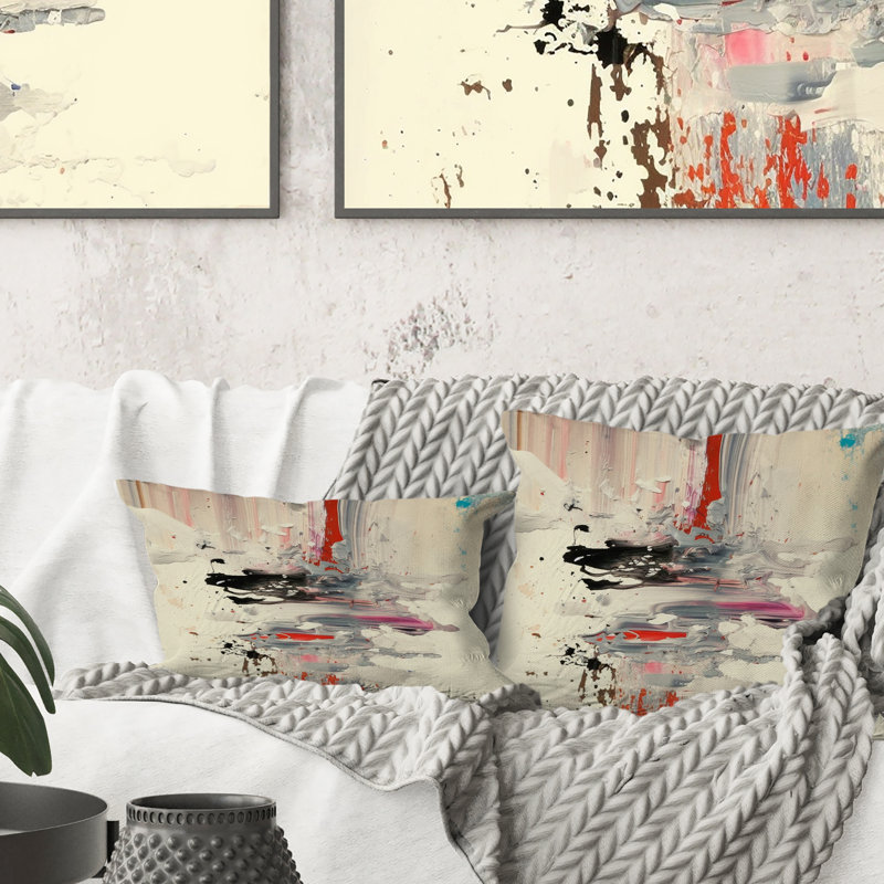 "Dancing Alone Minimal", peinture abstraite III - Coussin décoratif avec peinture abstraite