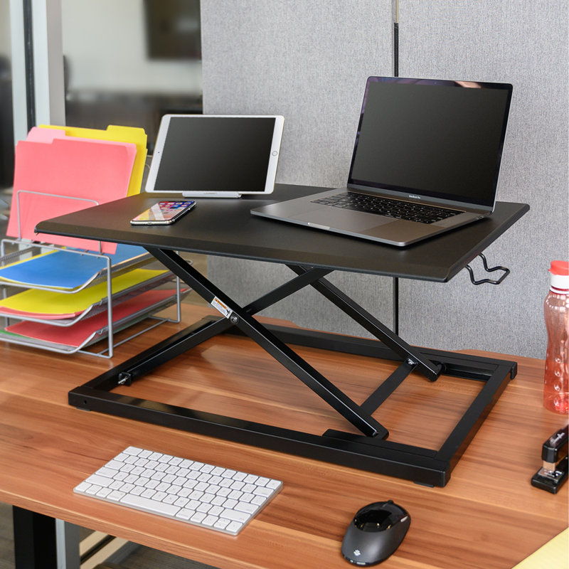 Black Pneumatic Adjustable Standing Desk Converter
