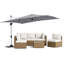 Parasol de patio en porte-à-faux de 11 pi avec pivotement et inclinaison à 360 °, parasol extérieur décalé en aluminium avec manivelle, base vendue séparément-129009847-129009846-85856859
