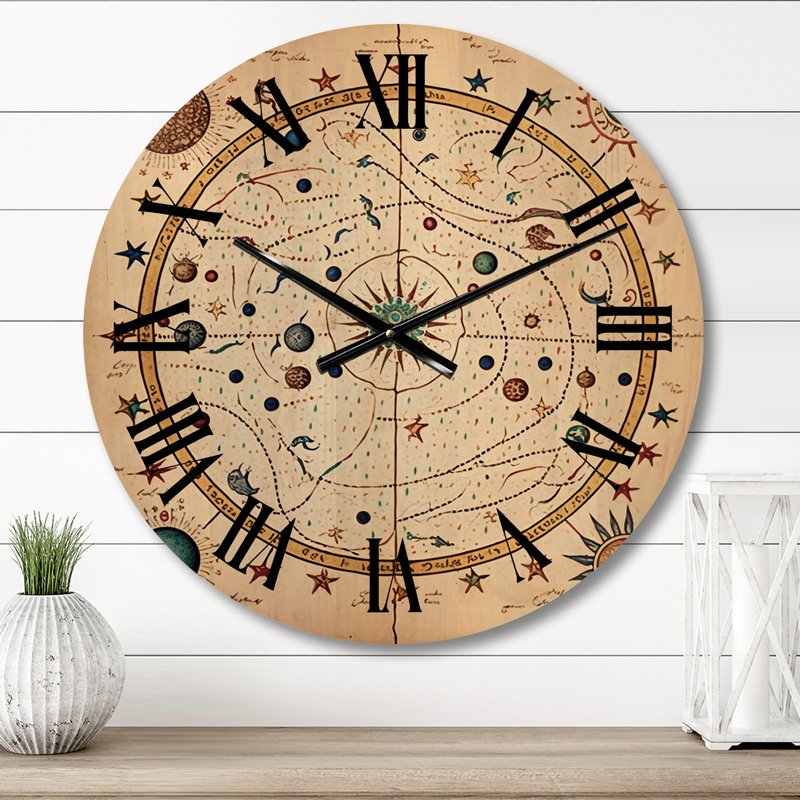 Horloge murale en bois massif Mariolita, Moyenne
