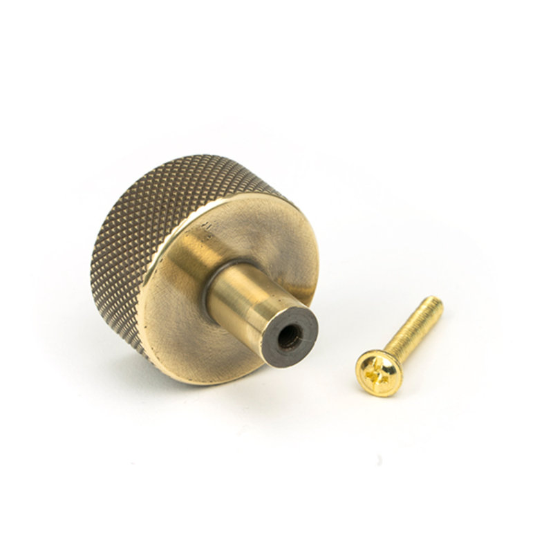 Round Knob, Aged Brass, 3 cm