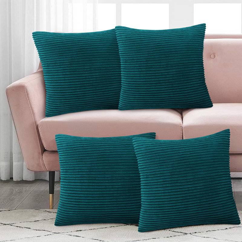 Striped Square Euro Cushion Cover, Teal