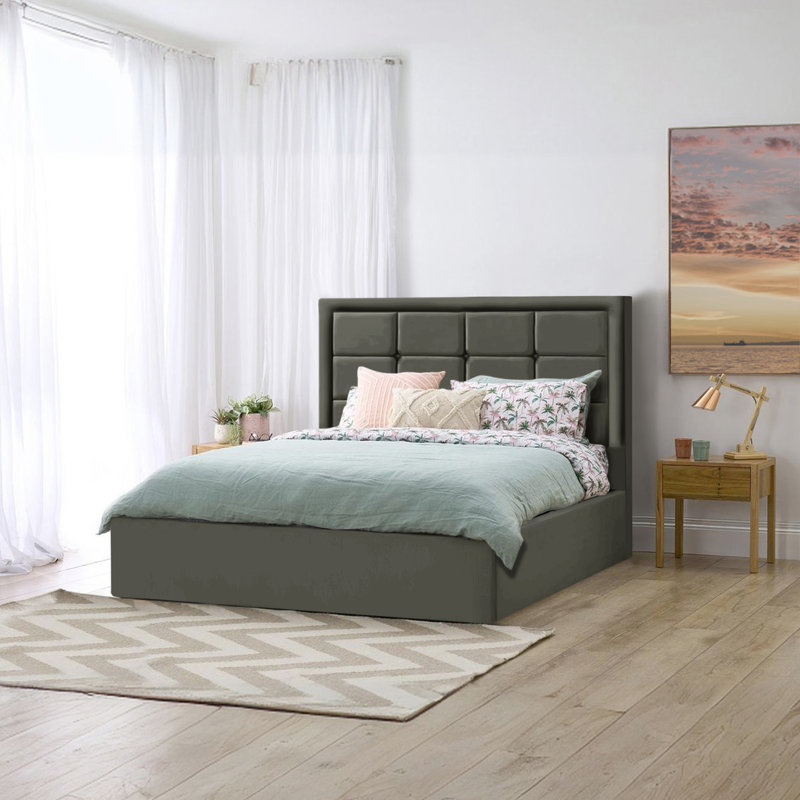 Landria Upholstered Ottoman Storage Bed, Asphalt, Super King (6')