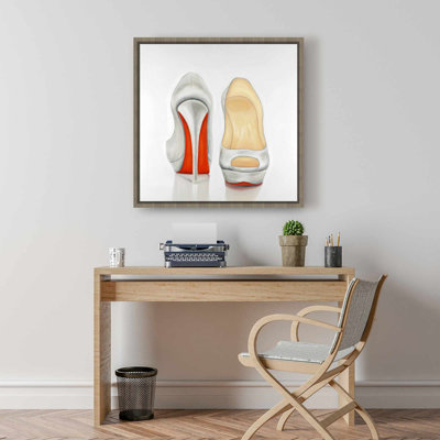 Gray Fashion Bedroom Canvas | Red and White Pumps Wall Art