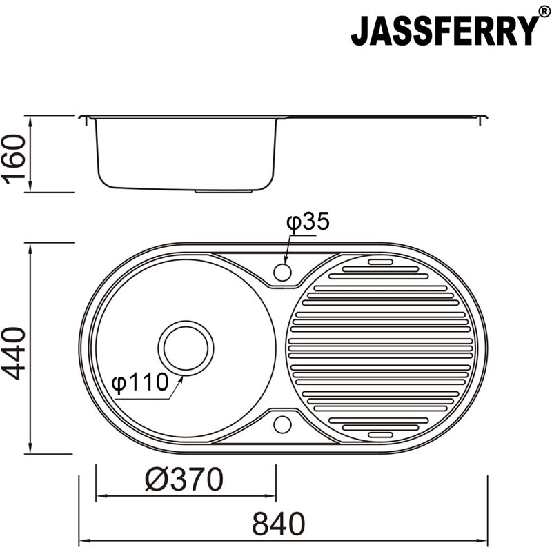 Belfry Kitchen Georgia 440mm W Single Bowl Stainless Steel Inset Kitchen Sink with 2 Faucet Holes
