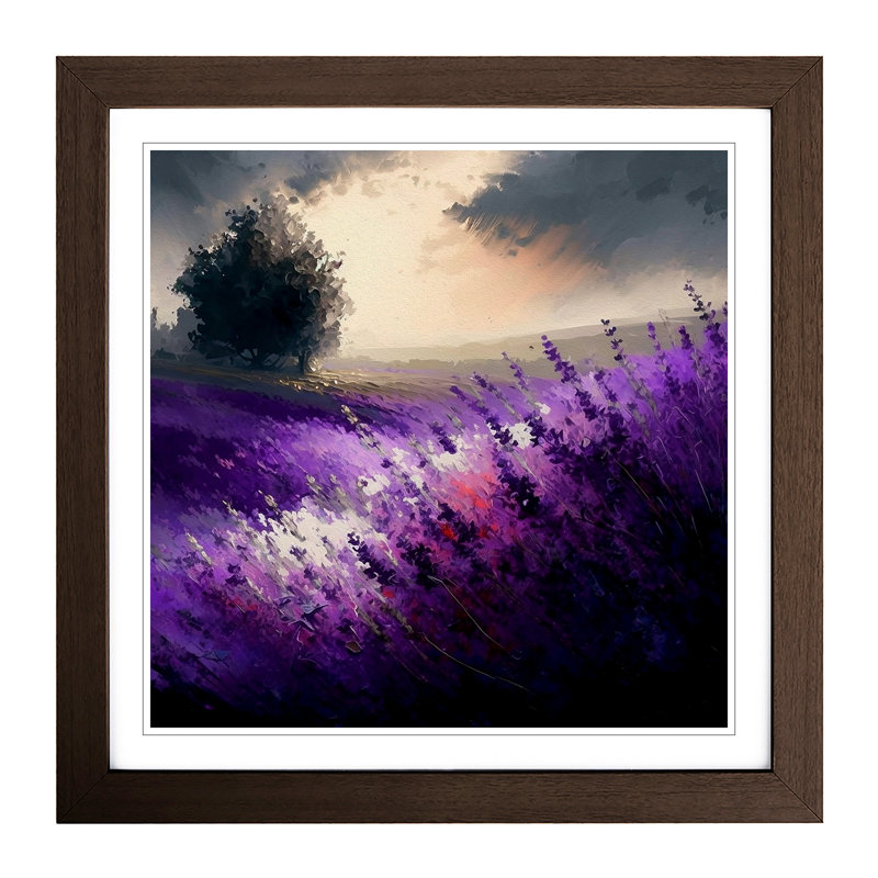 Lavender Flower Colour Field Painting - Framed Print, Walnut